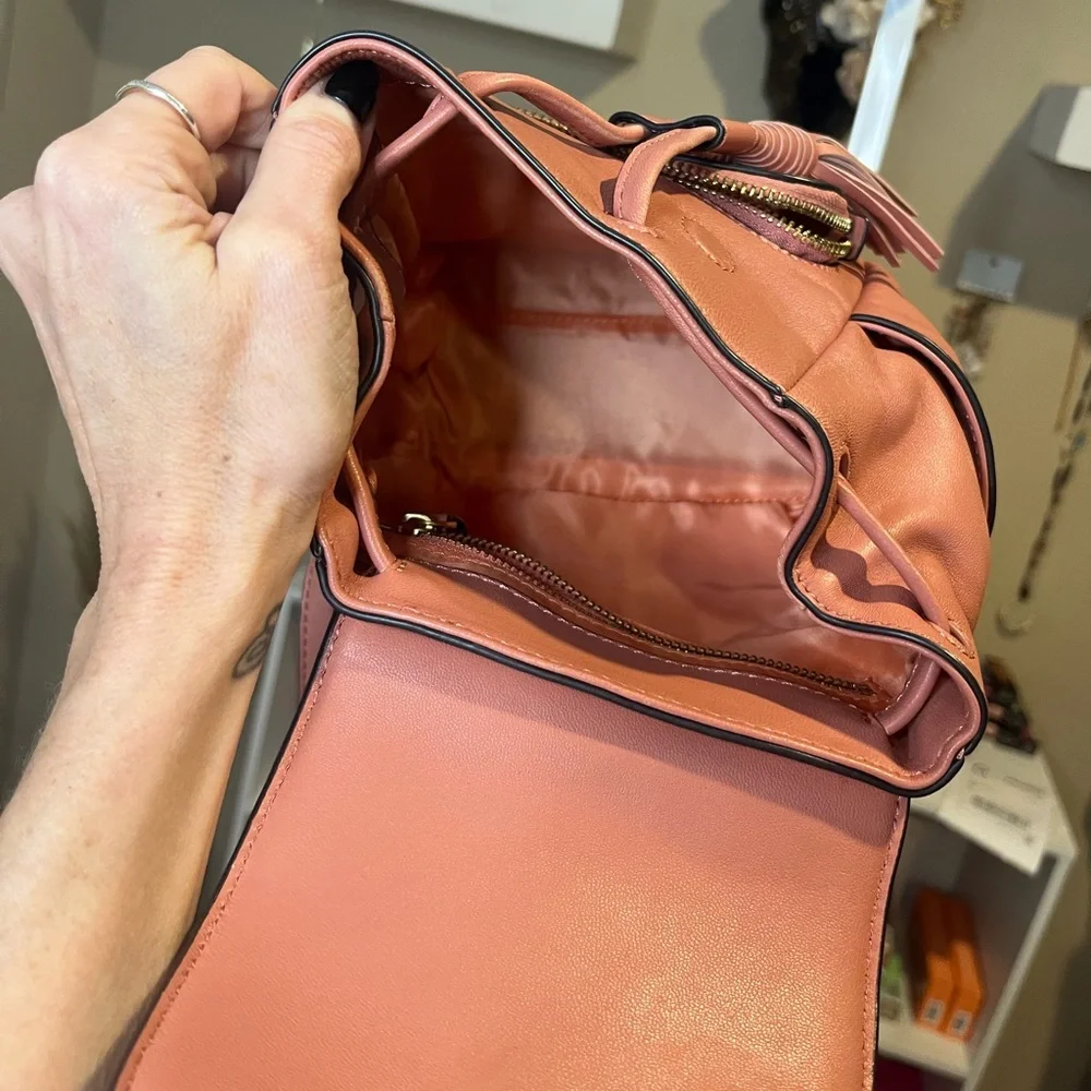 NWOT Tory Burch Fleming Mini Pink Leather Backpack - Picture 11 of 14